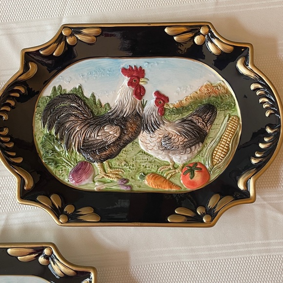 Decorative Rooster Plates with Gold Accents - Picture 4 of 13